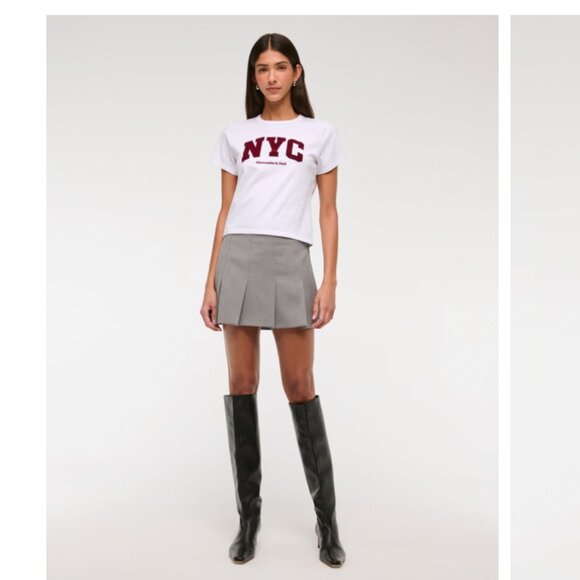 Abercrombie & Fitch Mid Rise Pleated Mini Skort Grey - women's M NWT - Picture 3 of 11